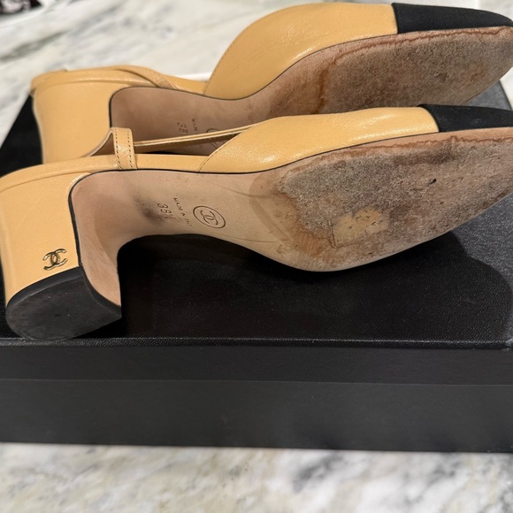 Chanel CC Goatskin & Grosgrain Slingbacks - Picture 2 of 7